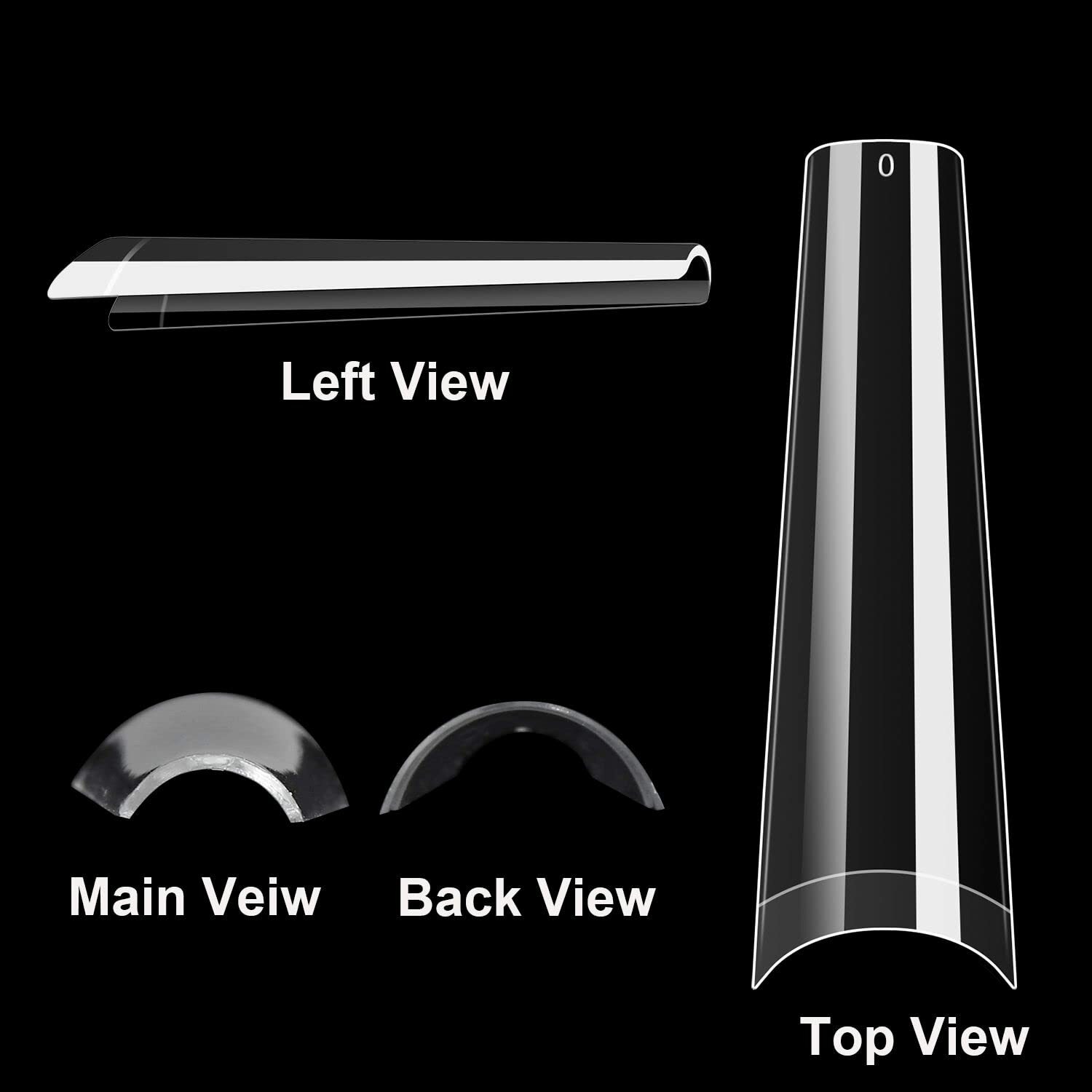 NEW No C Curve Straight 2XL 3XL Long Coffin Square Stiletto Acrylic Nail Tips