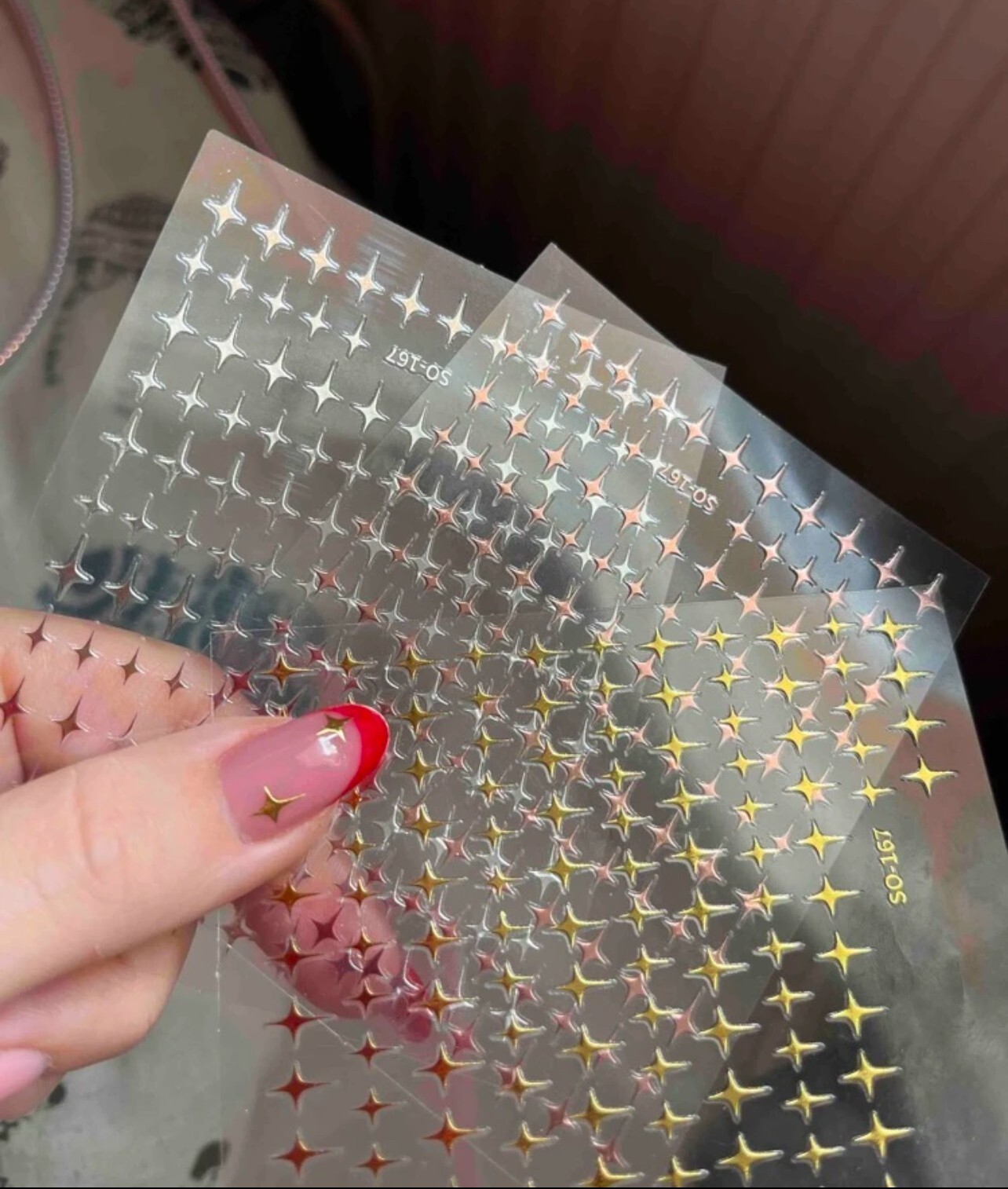 Nail Art Stickers Decals Transfers Metallic Star Silver Rose Gold Stars SO167