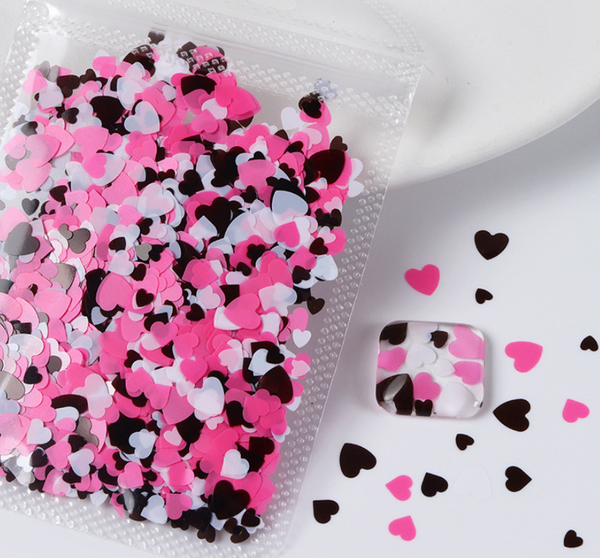 Black Pink Rabbit Butterfly Love Hearts DIY Sequins UV Nail Art Glitter Flakes