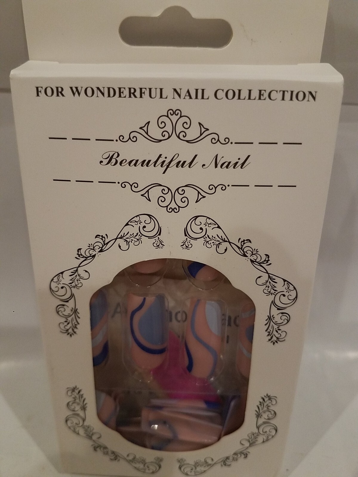 Beautiful Nail for Wonderful Nail Collection in pink 24 piece blue swirl