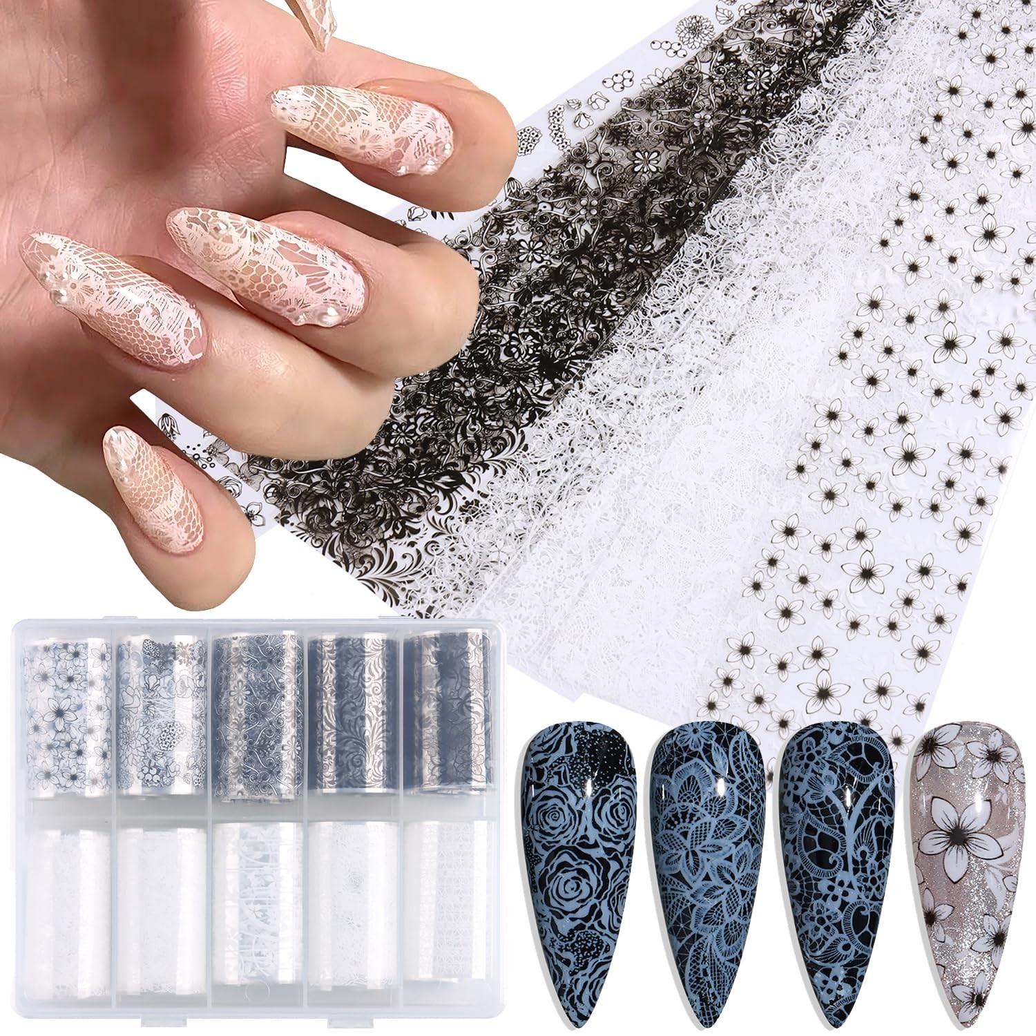 FSpronail Lace Nail Foil Transfer 10 Rolls