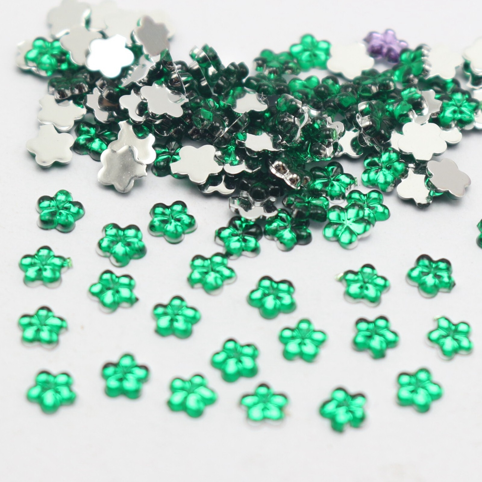 1000 Green Acrylic FlatBack Mini Flower 4mm Rhinestones Gems Nail Art Tips