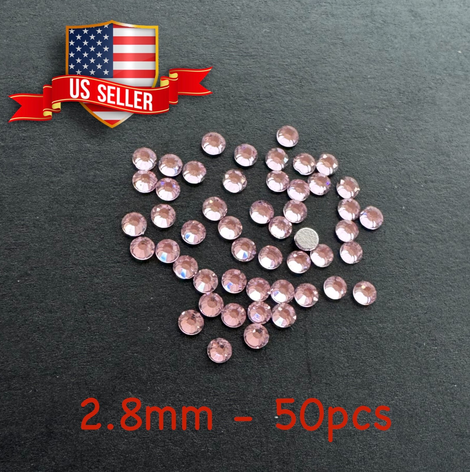 50pcs 2.8mm SS10 Light Pink Round Crystal Flatback Rhinestone Nail Art Phone Dec