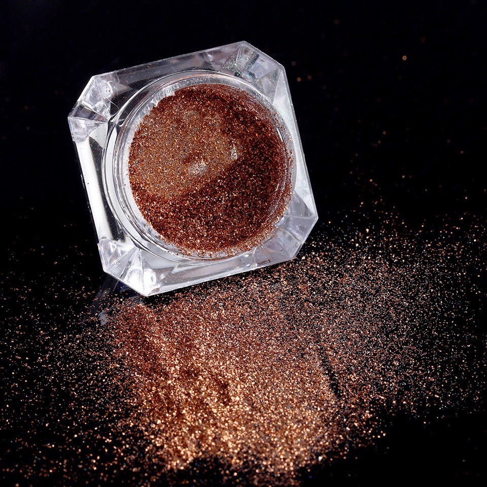 CHAMPAGNE CHROME MIRROR POWDER Platinum Nail Art Shining Rose Gold Effect (y2)