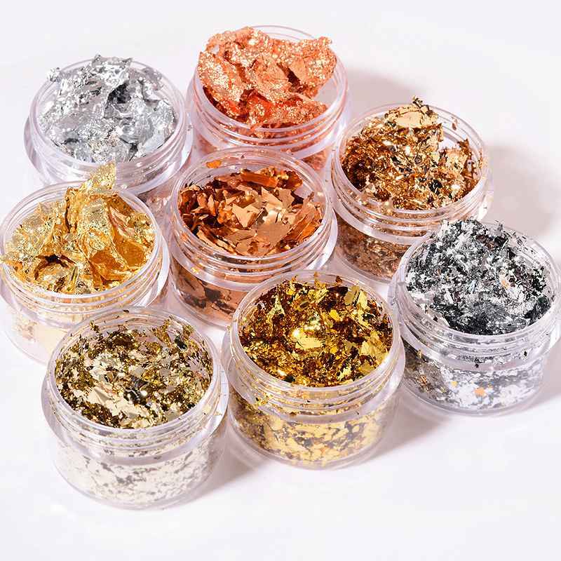 Gold Nail Stickers Sequins 3pcs Decorative Gold and Silver Shell Nail Polish