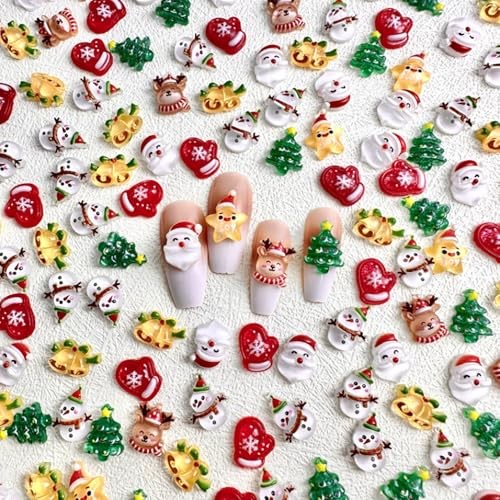 3D Christmas Nail Art Charms Mixed Resin Nail Charms 40Pcs Cute Nail Style 3