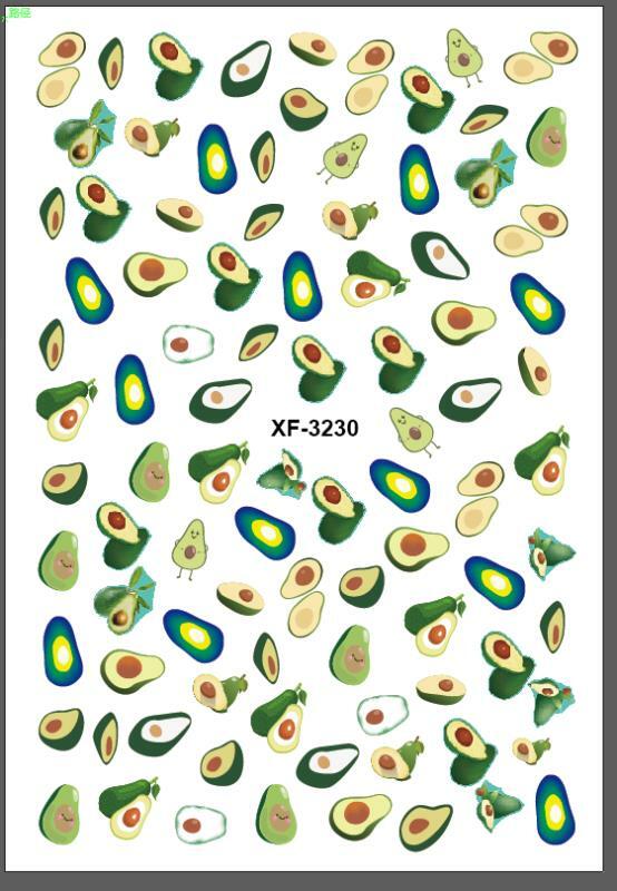 Avocado Fruit Nail Sticker Cherry Strawberry Watermelon Peach Lemon Nail Decal