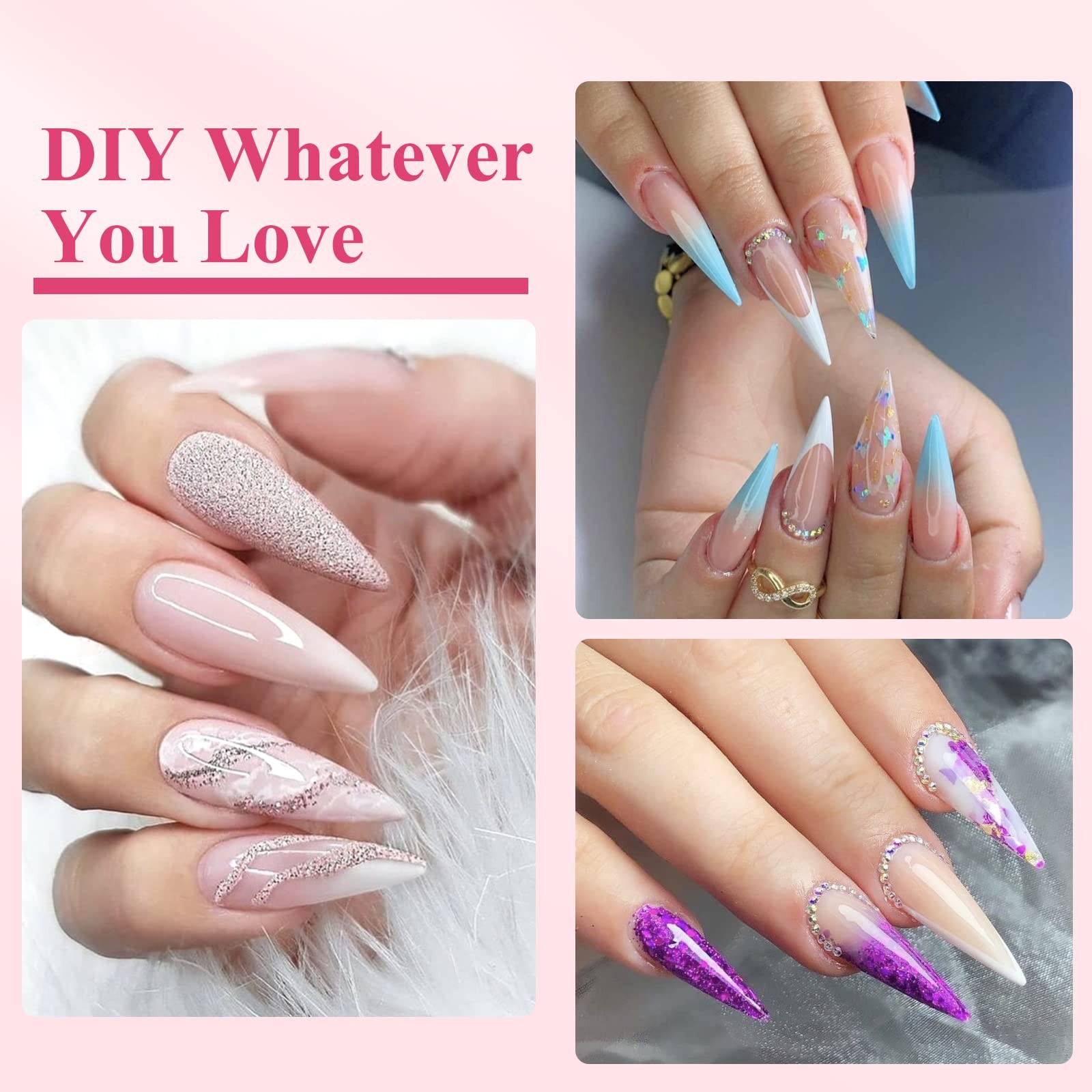 Clear Stiletto Nail Tips, 500PCS Half Cover Soft Gel Nail Tips Medium Stilett…