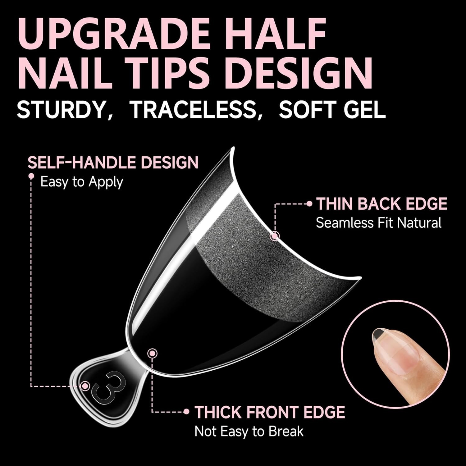 Matte Finish Almond Gel Nail Tips 216pcs Half Cover for Salon Quality Nails