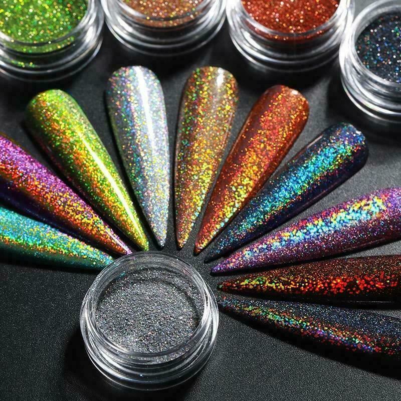 Nail Holographic Mirror Glitter Powder Dust Shimmer Mermaid Unicorn Pigment Art