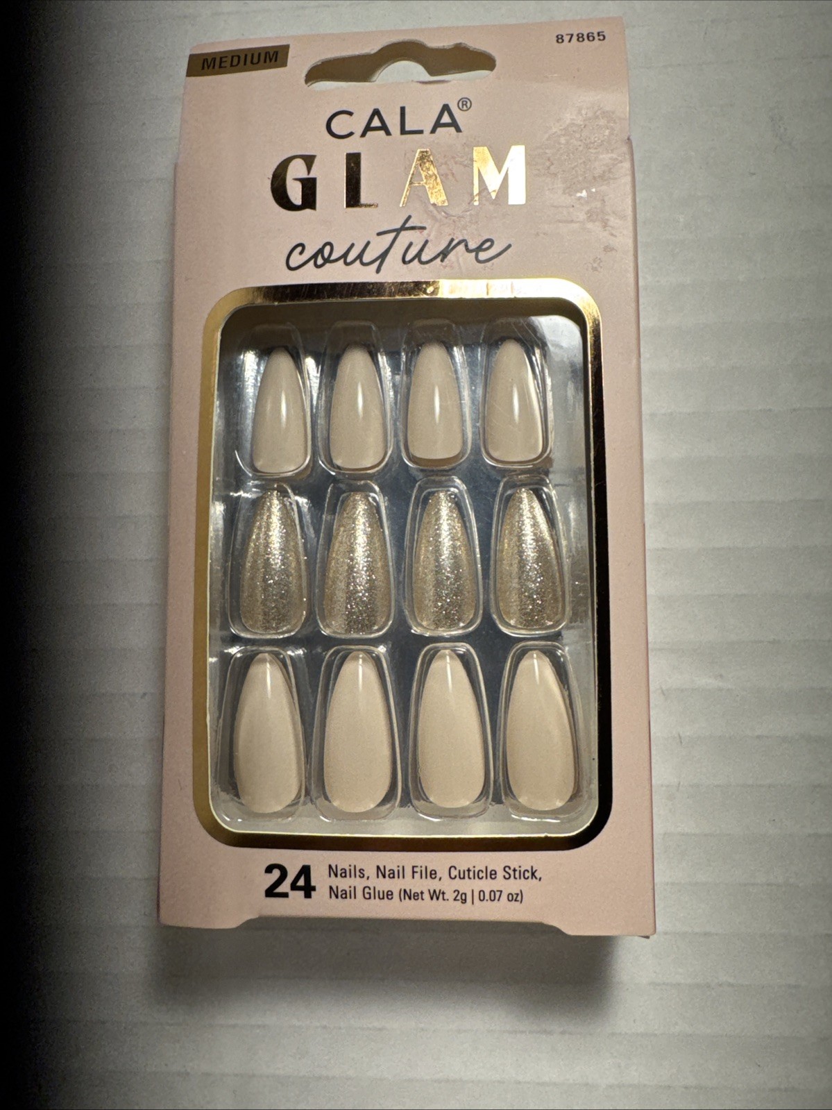 CALA Velvet Touch Magnetic Powder Finish Medium Coffin Press On Nails 24 Count