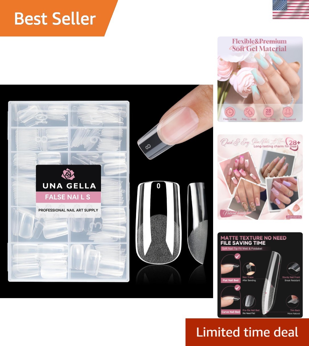 Medium Square Nail Tips, 312pcs Medium Gel Nail Tips Square | Pre Etched Full…