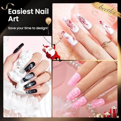 16Pcs French Tip Nail Stamp Kit – 8 Colors Gel Polish, 5 Templates, Scrapers & L