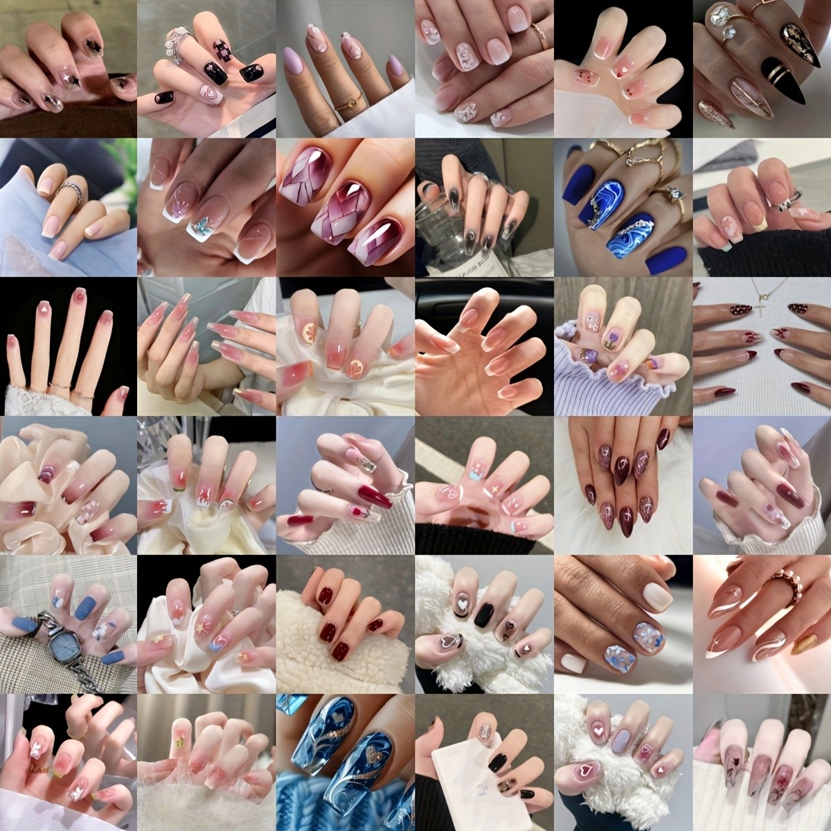 120 Wearable Nail Blends, Multiple Patterns and Shapes, Detachable Fake Nails