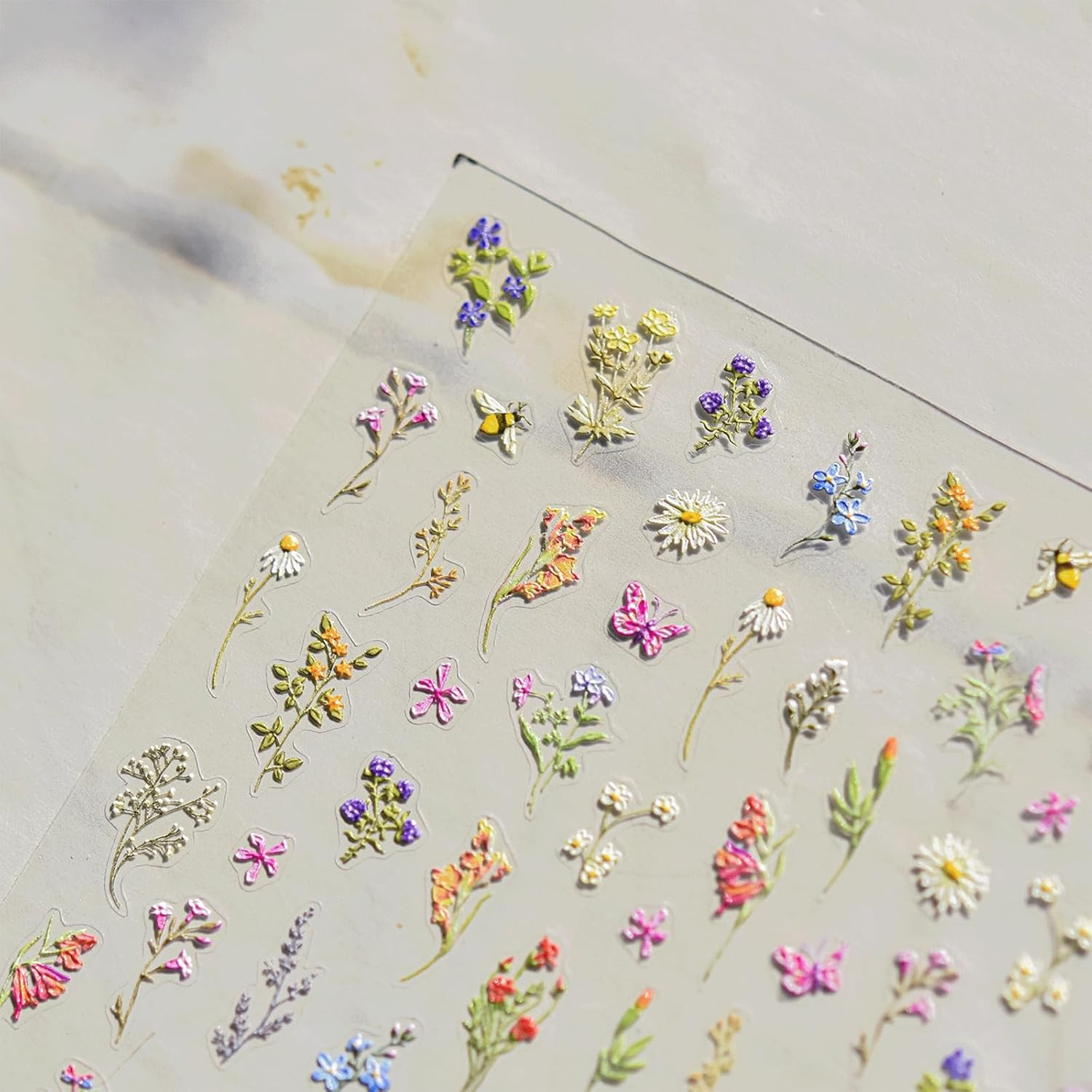 3D Embossed Flower Nail Art Stickers Decals Self-Adhesive 5D Spring