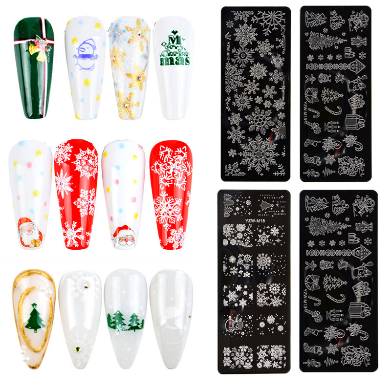 Reusable Nail Art Stamping Plates Flower Nail Stencils Template Gels Polish DIY⊥