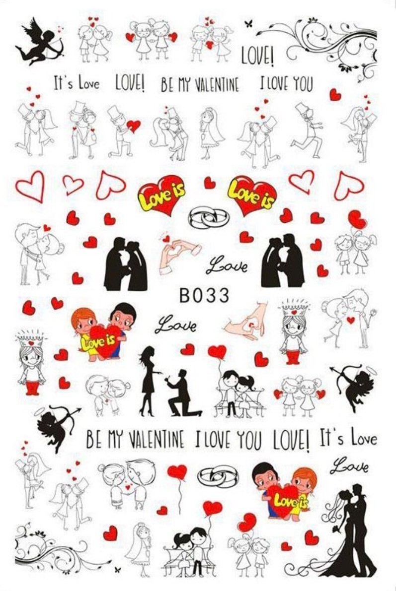 Nail Art Stickers NEW VALENTINES BE MY VALENTINE B033