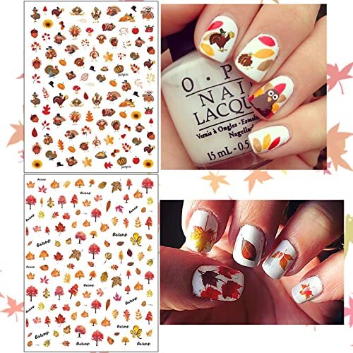3D Thanksgiving Nail Decals Stickers, Self Thanksgiving Day, 10 Sheets