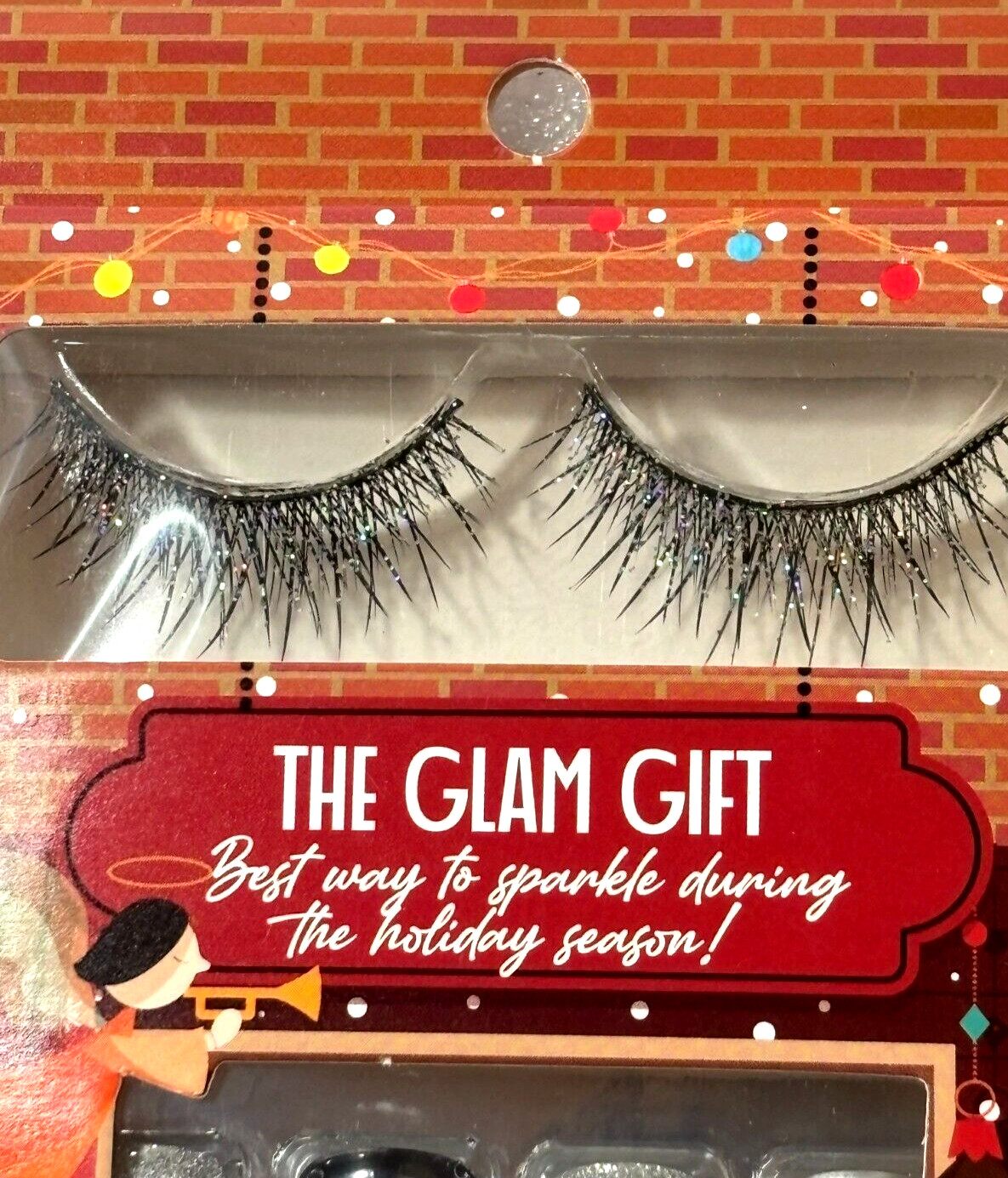 3 Pack Glam Christmas Gift Faux Glitter Lashes + 24 Press On Nails x 3 boxes
