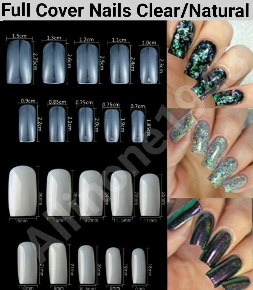 100/500Pcs Full Cover Nails Manicure Long Square False Tips Fake Nails -Jargod