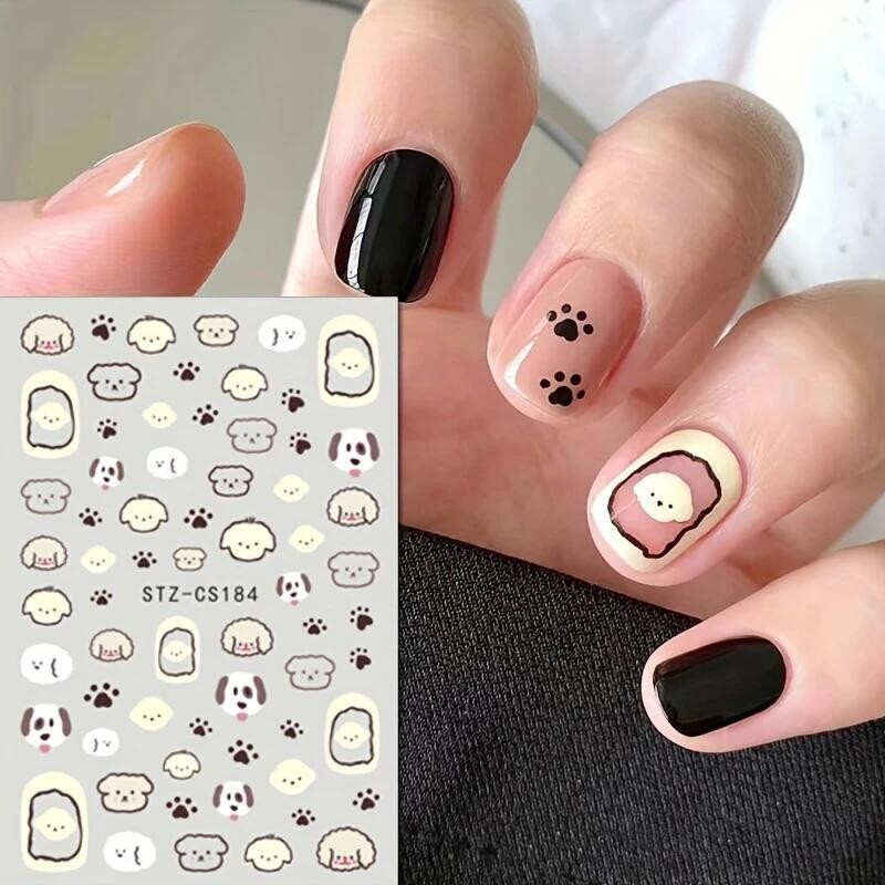 Cute Cartoon Design Nail Art Stickers, Self Adhesive Dinosaur Pig Dog Design