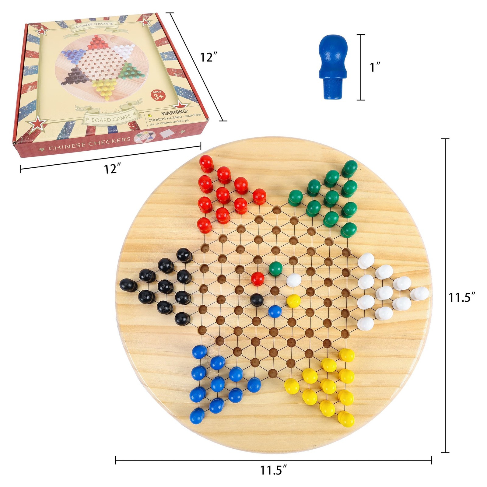 Gothink Chinese 11.5 x x 1.6 inches, Checkers Board Game