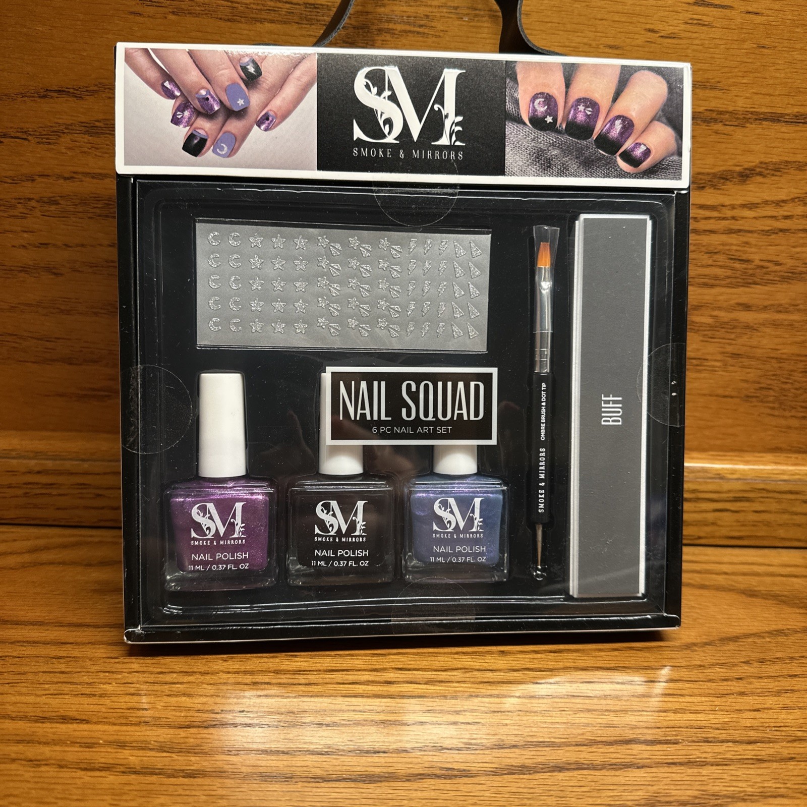 Smoke and Mirrors Nail Squad 6 Piece Nail Art Set Purple Black Grey Nail Color