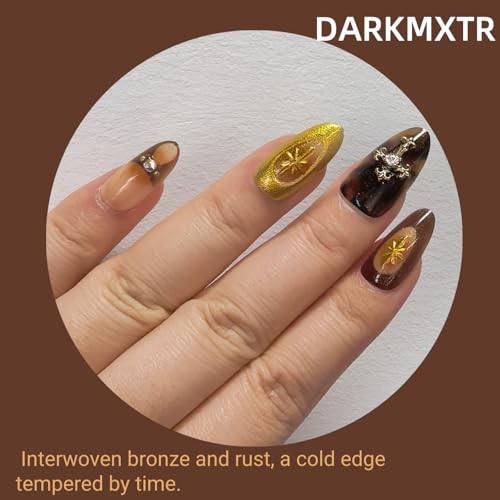 Tortoiseshell Press On Nails Long Coffin Brown Nude Amber Stardust Gothic