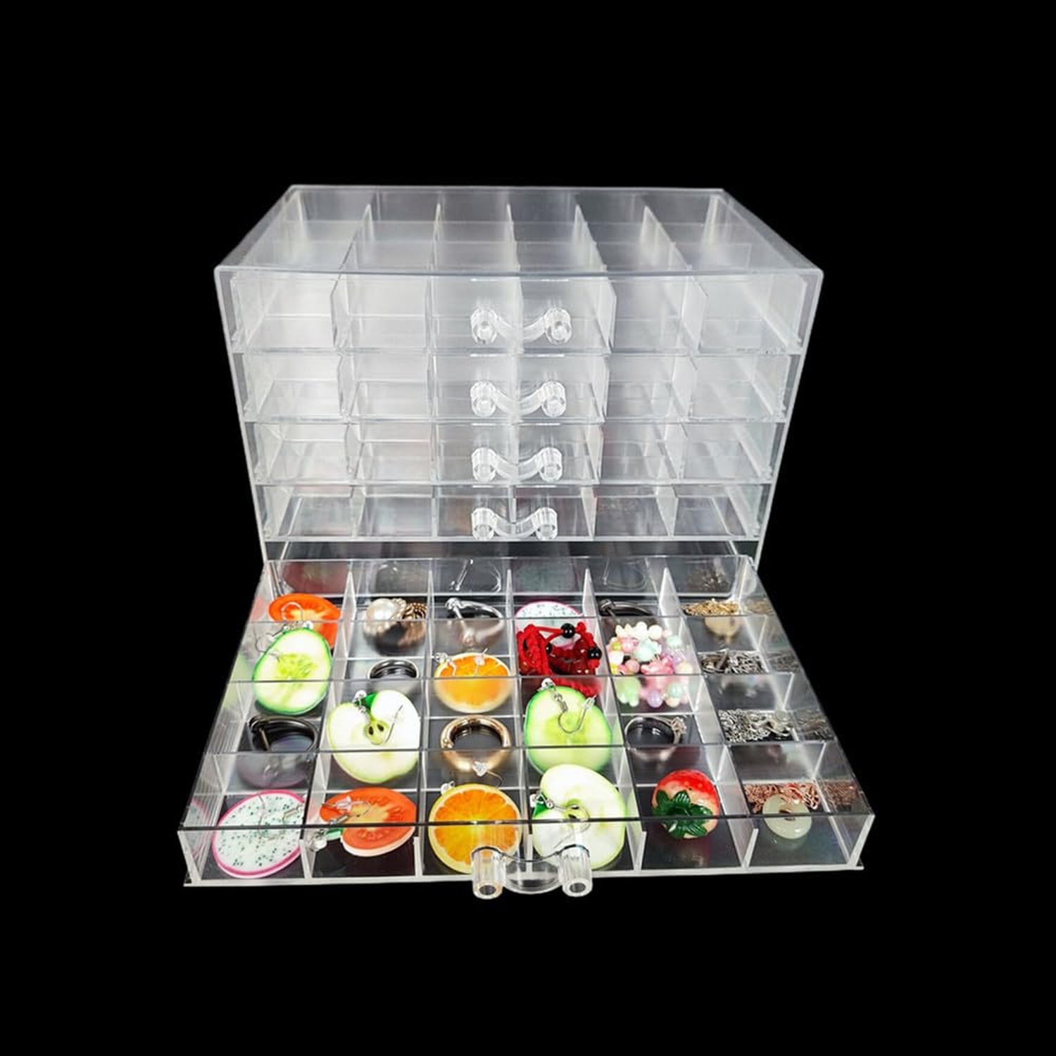 Clear Acrylic Jewelry Organizer Box with 5 Drawers 120 Grids, Dustproof Trans…