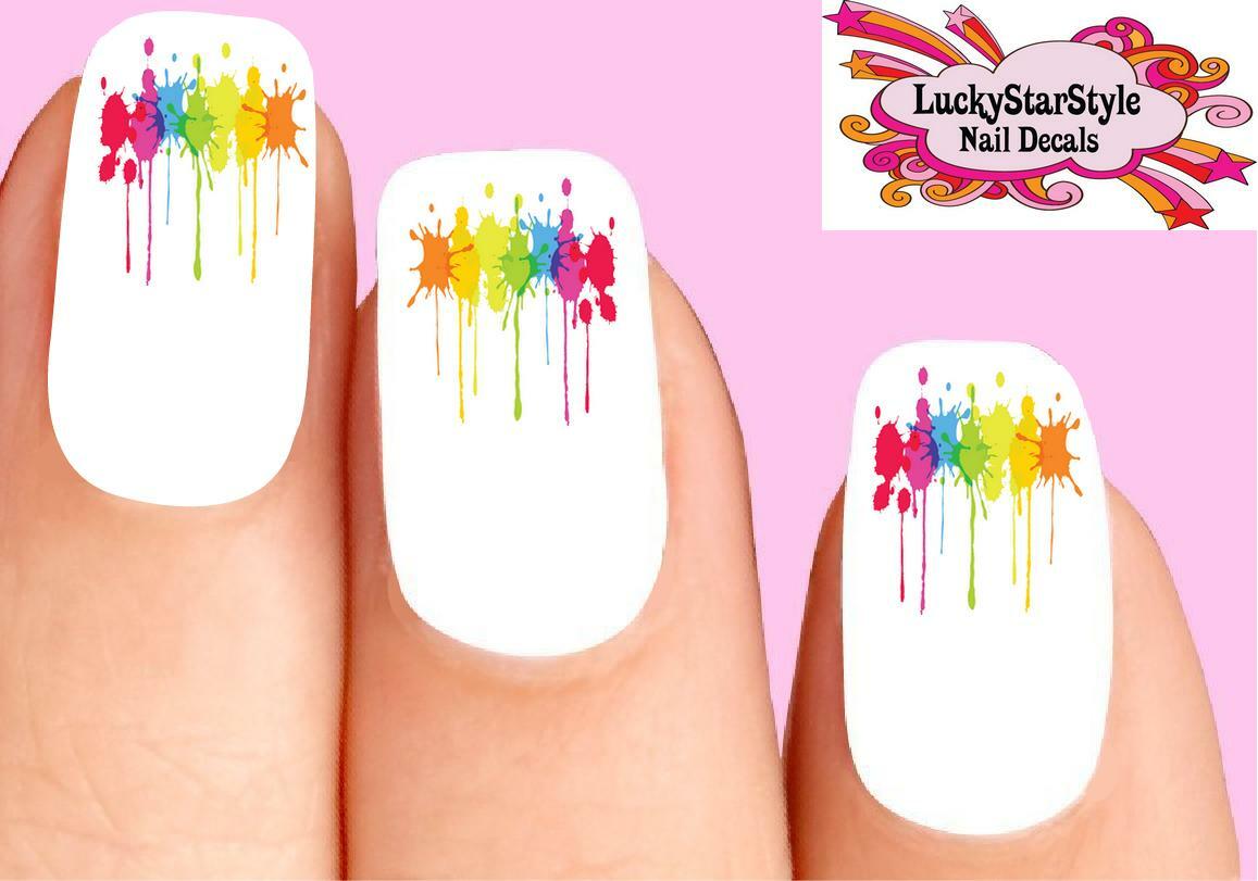 Waterslide Nail Decals Set of 20 – Colorful Paint Dripping