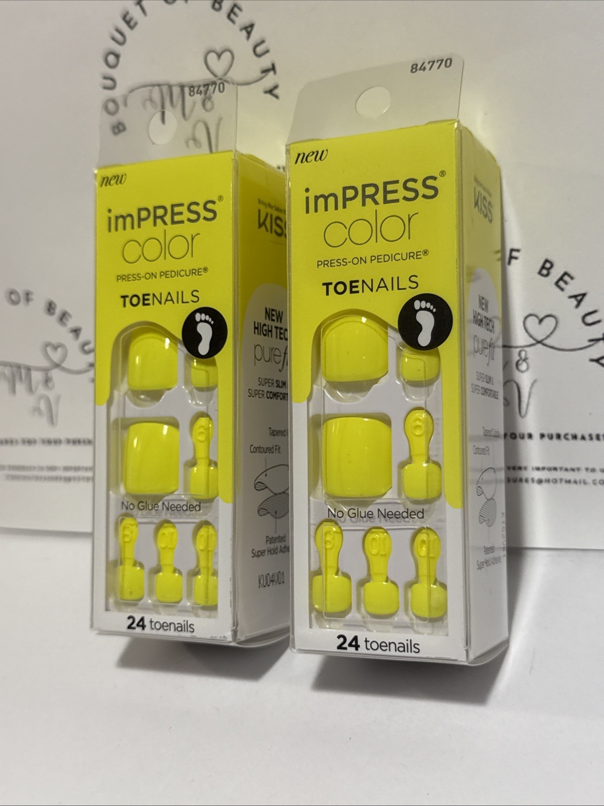 2 KISS Nails imPRESS Color Press On Pedicure Neon Yellow*Got It* 👀My Page For +