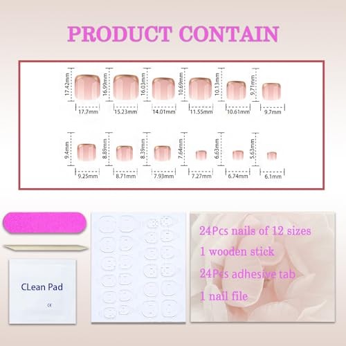 Gold Press on Toenails Square French Fake Toe Nails Press ons Short style 4