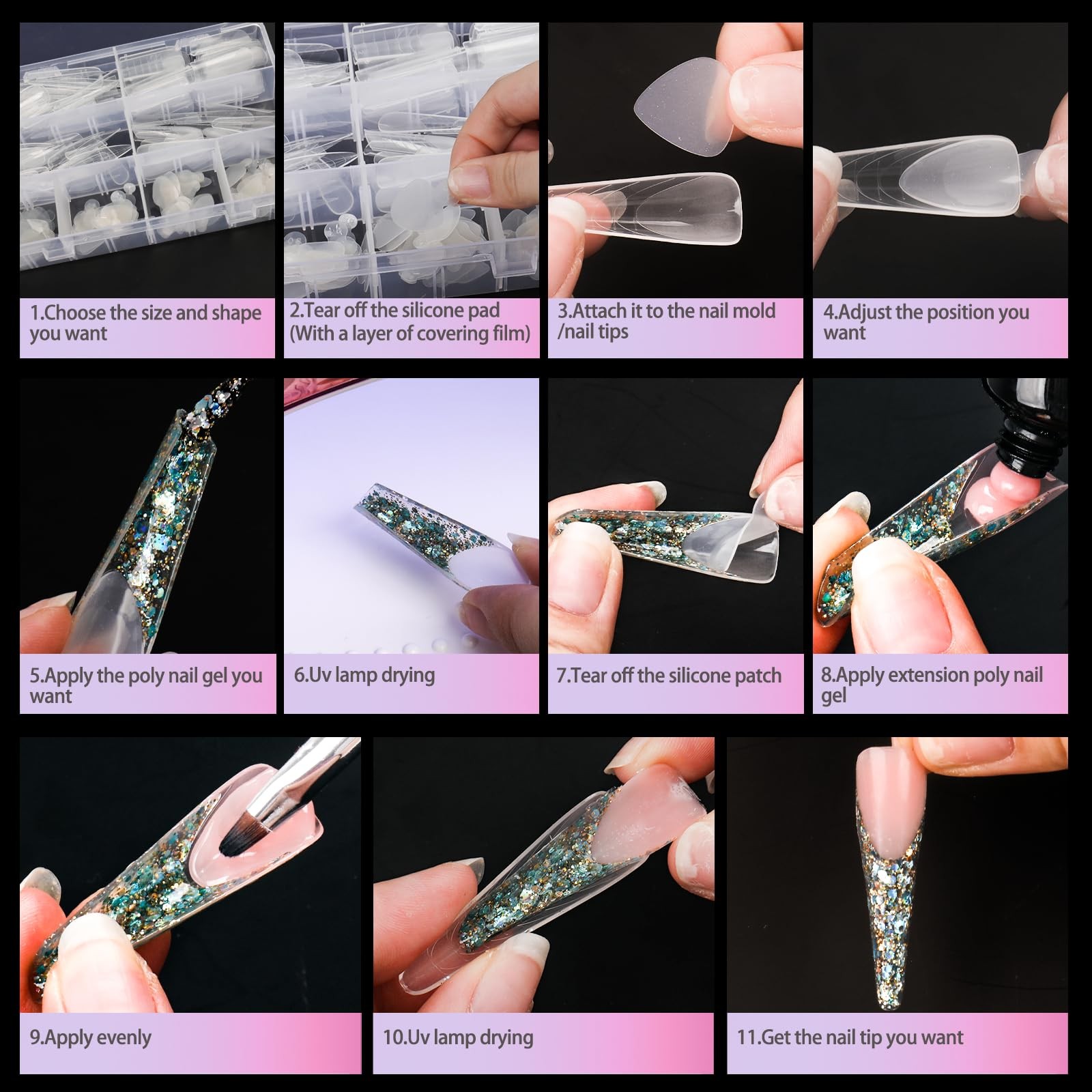 BOMOQING 288PCS Nail Dual Forms for French Nails, Dual Nail Forms Molds Acryl…
