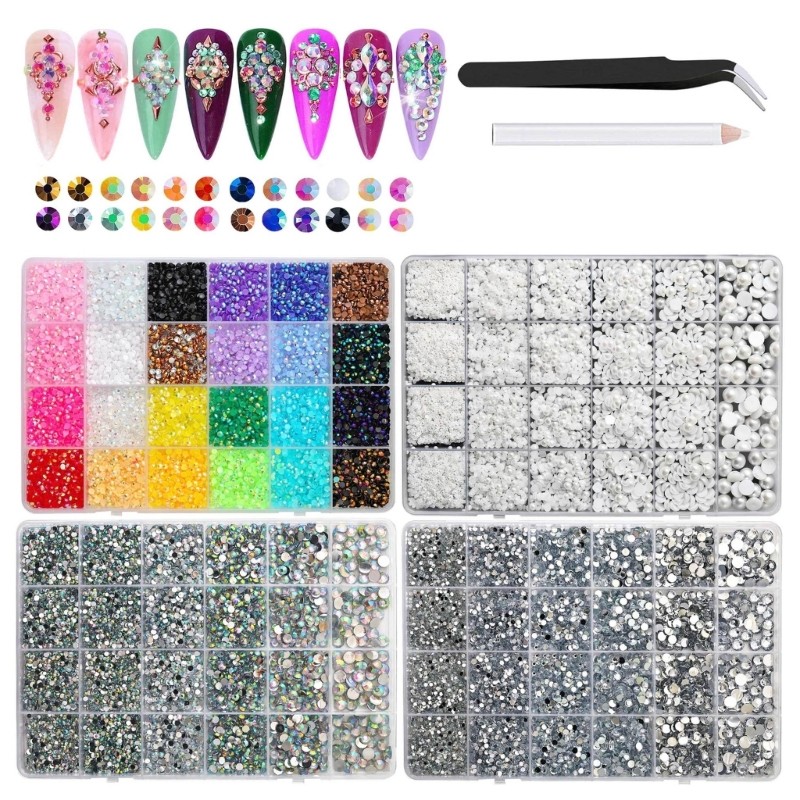 Resin AB Glittering Flat Back Rhinestones Bedazzling For Nail Art 3mm To 6mm