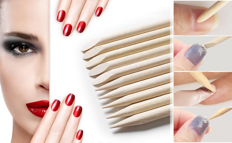 Set of 50/100 Wood Sticks for Cuticle Pusher Cuticle Removal, 4 Different Sizes