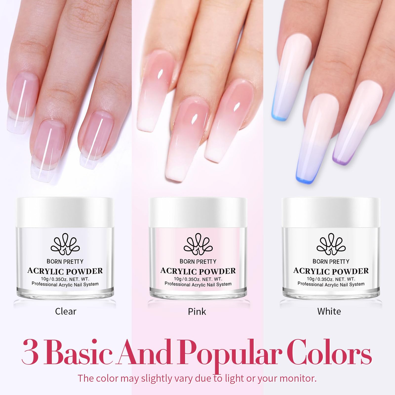 Acrylic Nail Kit with Primer Acrylic Powder & Liquid Brush Glue Set DIY Nail Kit