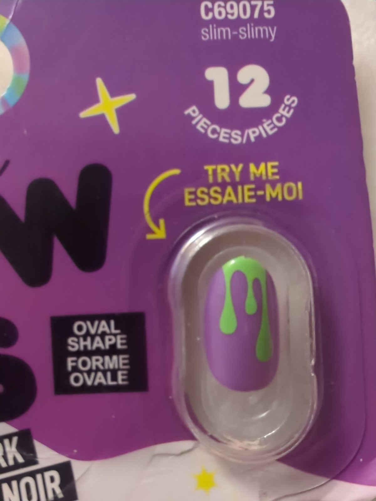 LA Colors Glow In Dark Oval Tips Nails Slim Slimy Witch Halloween Purple Magic