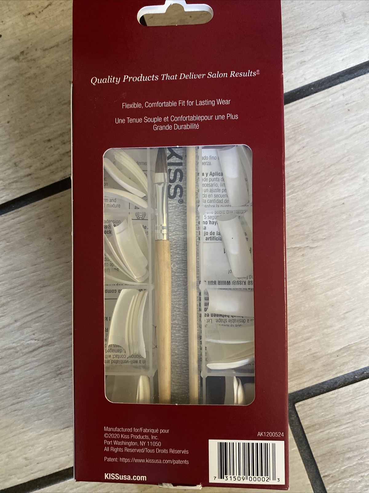 Kiss Salon Acrylic Kit 64 Tips White & Natural Square Clear Powder