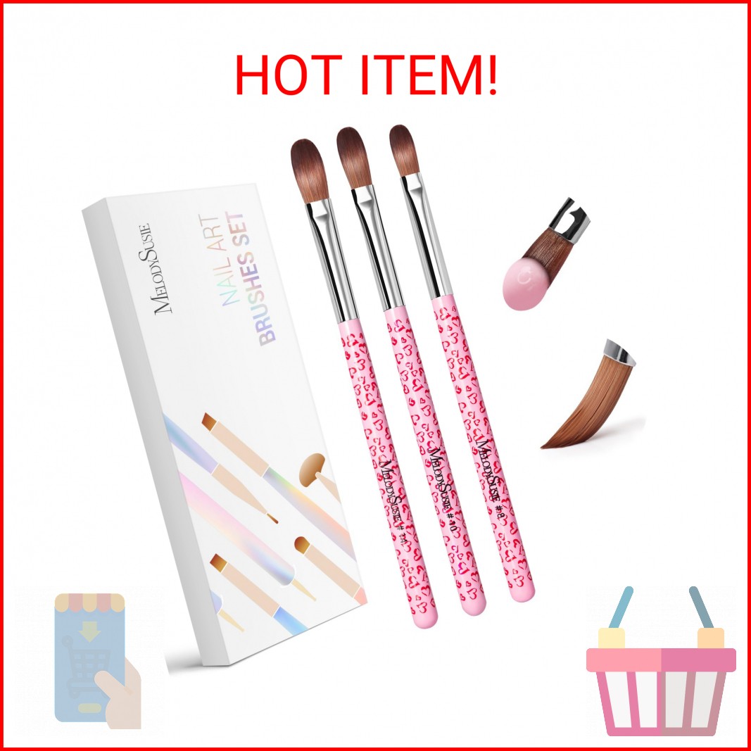 MelodySusie 3-Piece Acrylic Nail Brush Set – Sizes 8/10/14, Professional Nail Ar