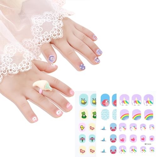 10 Sheets Colorful Kid Nail Stickers 3D Self-Adhesive Nail Art Colorful 1