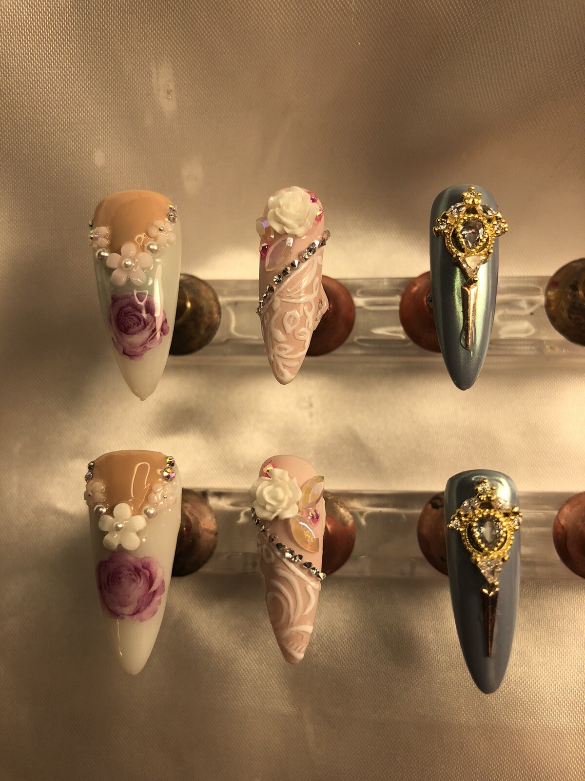 Z NAILZ! Gorgeous Set Of Handcrafted Custom Victorian Stiletto Press On Nails