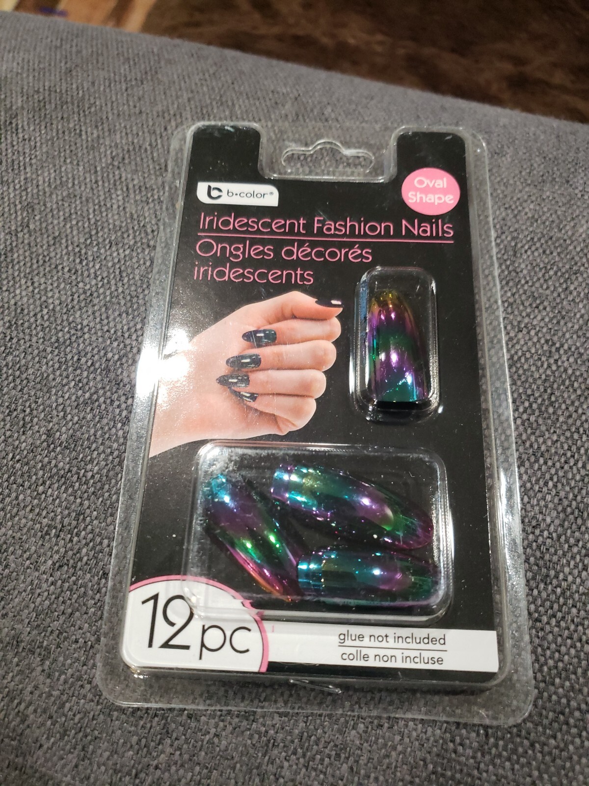 Fake nails: Iridescent Chrome Coffin 12 PC.