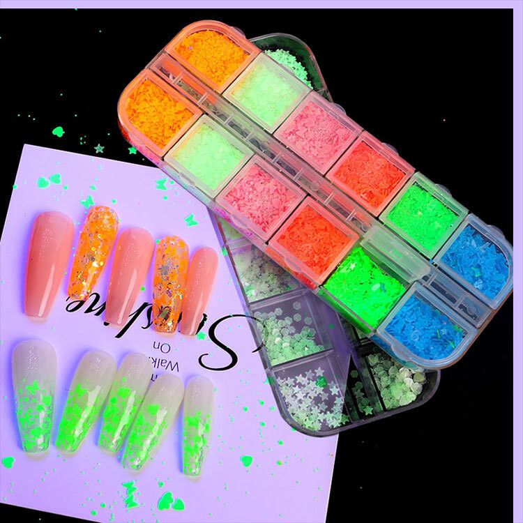Butterfly Love Luminous Shiny Colorful Nail Art Glitter Sequins Glow In The Dark