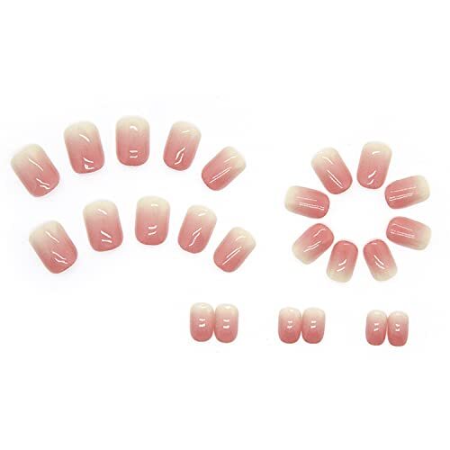 Press on Nails Short Coffin, 24Pcs Full Cover Reusable False R545 Halo Dyeing