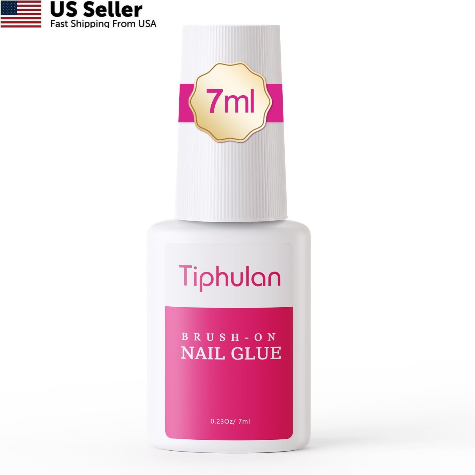 TIPHULAN 7ml Brush On Nail Glue for Press On, 0.23 Fl Oz (Pack of 1), clear