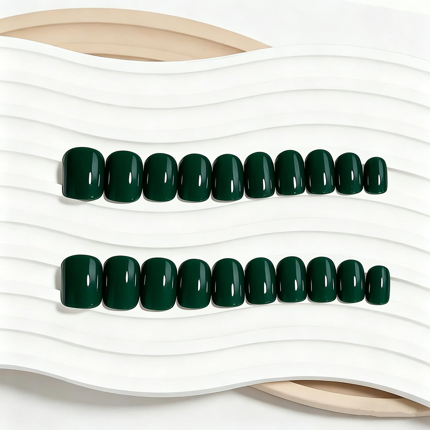 Short Square Press on Nails Solid Color Blackish Green Fake Nails | Extra Short