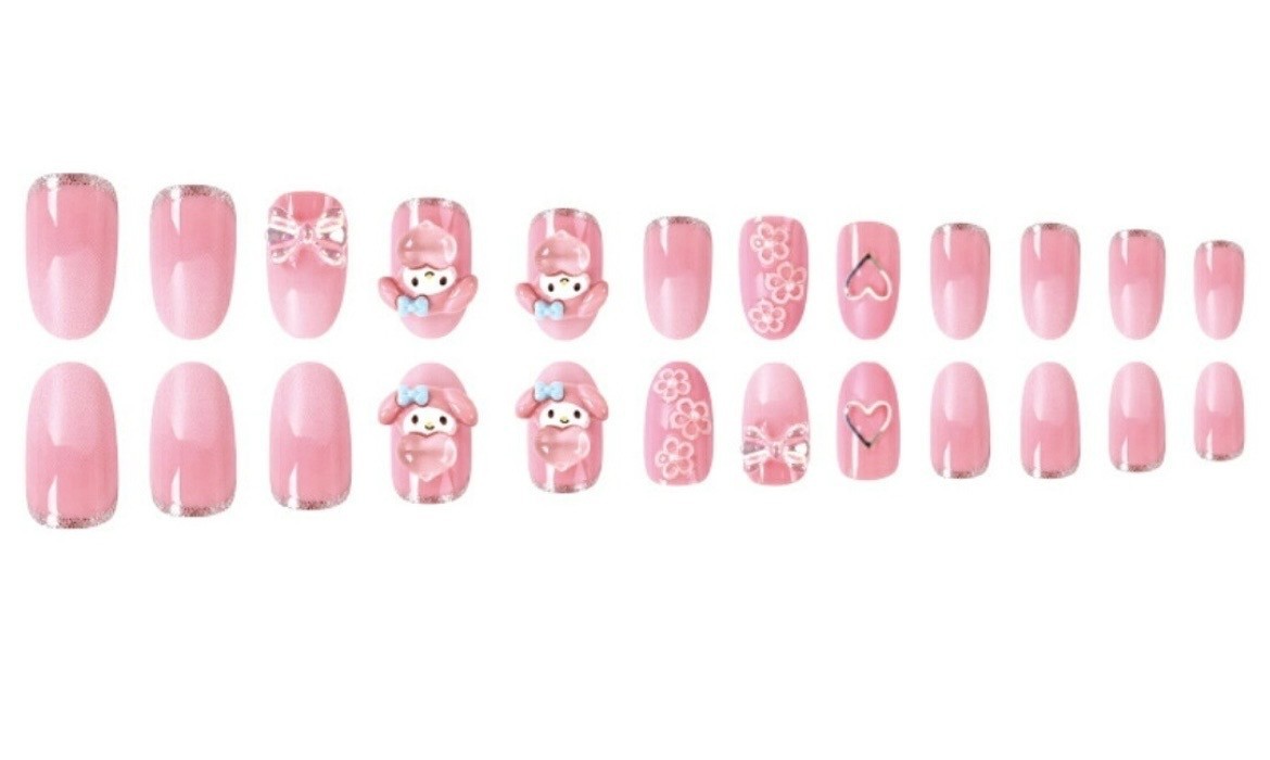 Sanrio My Melody Press-On Nails 24 Tips Reusable Kawaii Nail Art Japan NEW