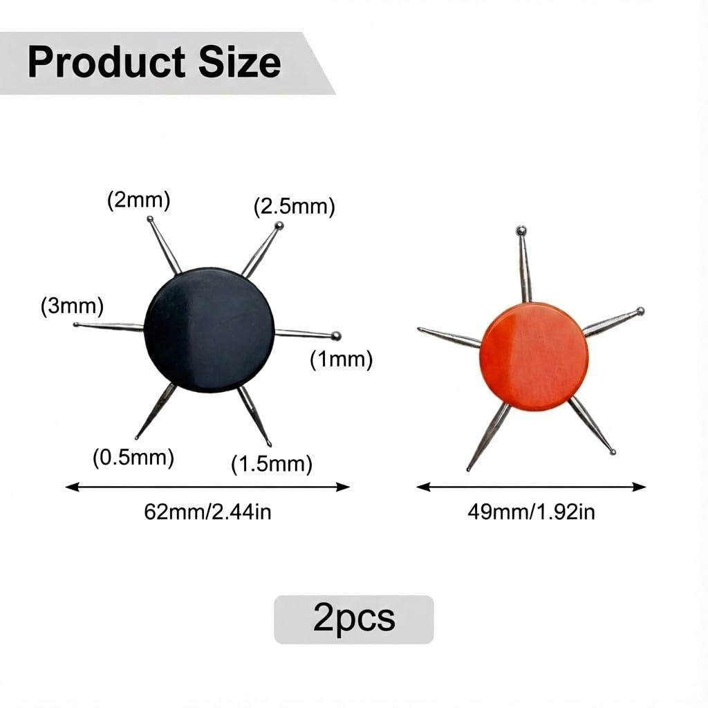 2Pcs Nail Dotting Tool 6 in 1 Circular, Multipurpose Manicure Pen for Pattern Tr