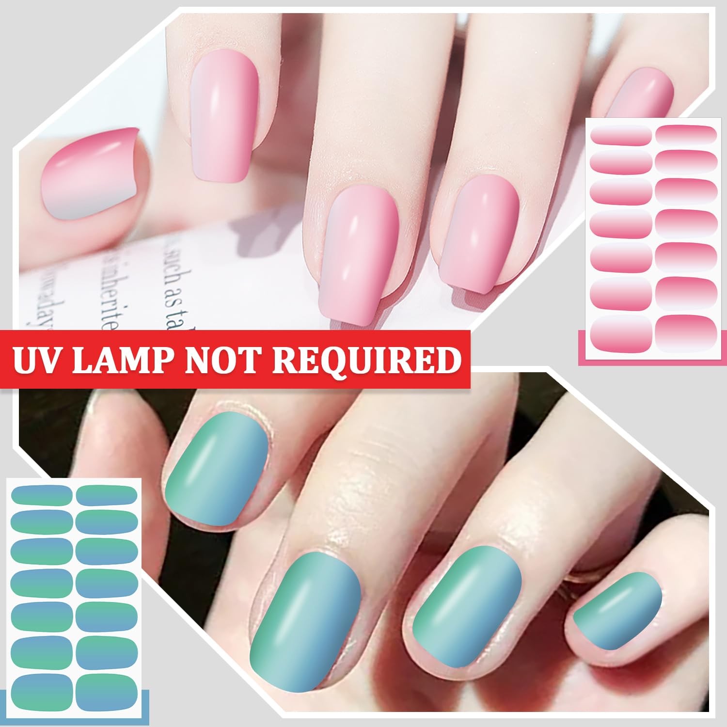 16 Sheets Nail Wraps Self Adhesive Nail Polish Stickers Stick on Mermaid Color