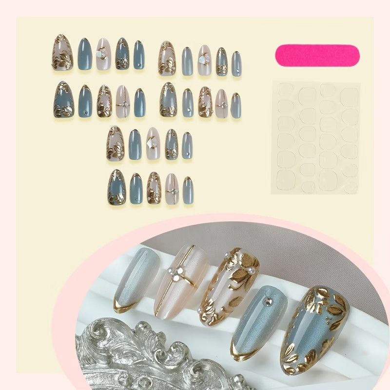 10pcs Fashion Cat Eye Flora 3D Rhinestone Nail Woman Daily Gift New